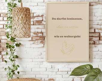 Affirmationsposter zum Loslassen, minimalistisches Wandbild für Ruhe und Vertrauen, Achtsamkeitsposter als digitaler Download,