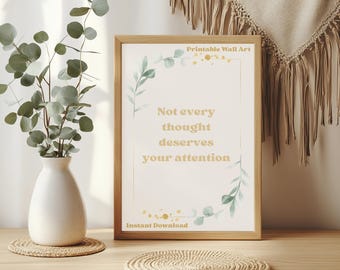 Mindfulness Quote Printable Wall Art, Botanical Poster (Digital Download)