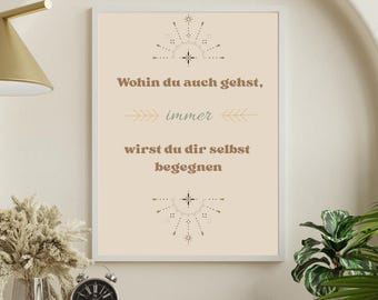 Boho Poster A4, German Self-Love Quote Print, Minimalist Home Decor