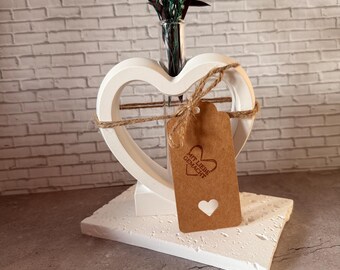 Handmade Keraflott Heart Vase with Test Tube, Dried Flowers Decor