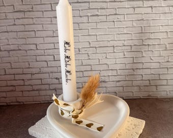 Handmade Boho Candle Holder with Dried Flowers, White Keraflott