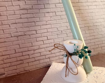 Handmade Raysin Candle Holder with Dried Flowers, Boho Decor