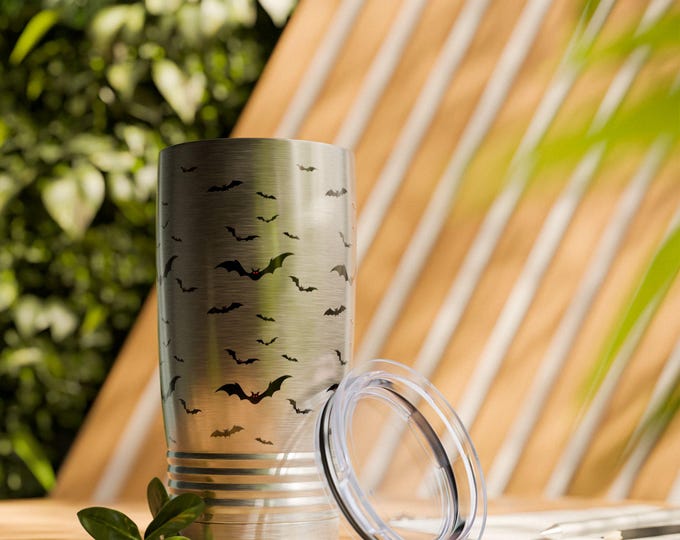 Bat Pattern Stainless Steel Tumbler, Halloween Insulated Travel Cup