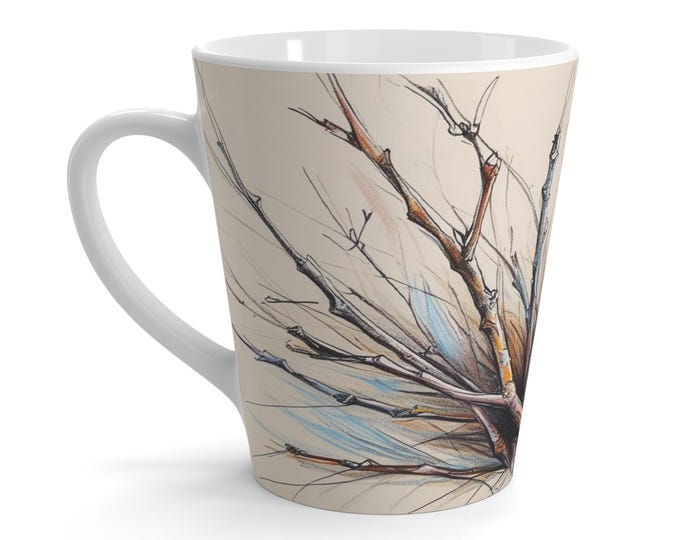 Nature-Inspired Latte Mug, Artistic Coffee Cup, Handmade Pottery, Rustic Home Decor, Great Gift for Nature Lovers, Cozy Vibe