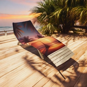 Sunset Palm Tree Beach Towel, Tropical Pool - Beach Towel, Summer Beach Blanket, Vacation Towel, Coastal Towel, Poolside Towel, Large Beach