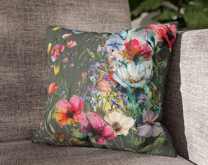 Floral Faux Suede Pillowcase - Cozy Home Décor, Gift for Flower Lovers, Boho Chic, Housewarming Gift, Spring Vibes