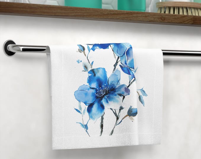 Floral Face Towel, Washcloth, Bathroom Decor, Gift for Her, Spa Towel, Floral Print Towel