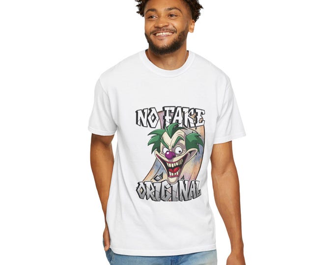 Whimsical Joker Graphic T-Shirt - No Fake Original, Unisex Tee, Unique Gift, Casual Wear, Graphic Tee, Fun Style