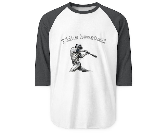 Athletic Raglan Tee, Sporty Baseball Shirt, Unisex Casual Wear, Three-Quarter Sleeve Athletic Top, Gifts for Sports Fans
