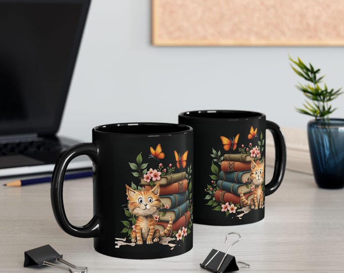 Cat Mug, Cute Kitty Coffee Cup, Animal Lover Gift, Cat Lady Present, Pet Owner Home Decor, Cat Mom Ceramic Tea Mug, Cat Dad Office Mug