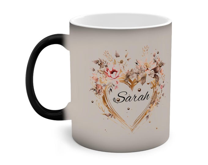 Love Color-Changing Mug, 11oz - Romantic Gift, Mood-Enhancing Cup, Valentine's Day Present, Heat Sensitive Drinkware, Relationship