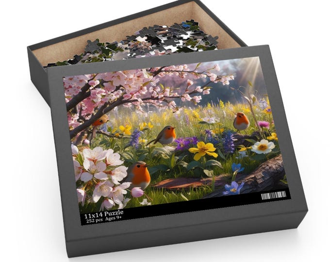 Spring Garden Puzzle (120, 252, 500-Piece) | Nature Lovers Gift, Family Activity, Floral Home Decor, Relaxing Jigsaw, Birdwatching