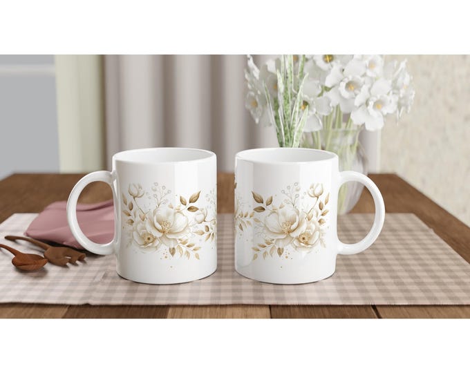 Stylish Ceramic Mug - Glossy White Coffee Cup - Perfect for Any Beverage