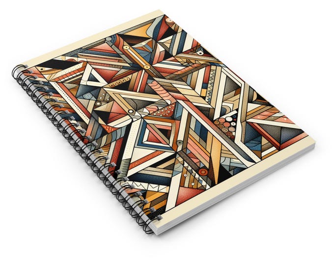 Artistic Spiral Notebook - Ruled Lines, Geometric Design, Stationery Gift, Journaling Supplies, Creative Organization