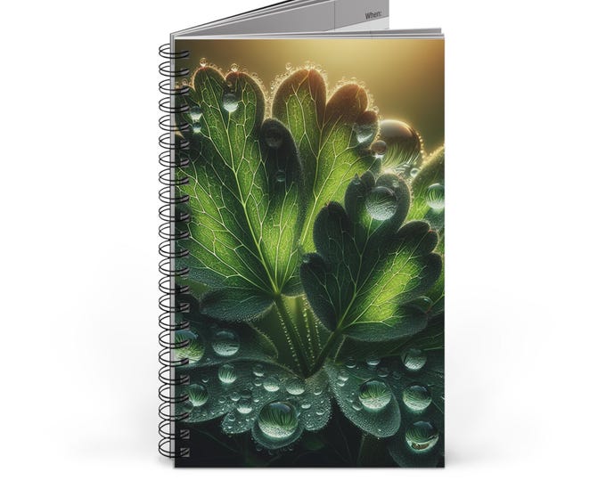 Nature-Inspired Spiral Journal, Eco-Friendly Notebook, Green Leaves Design, Gift for Nature Lovers, Journal for Writing & Sketching