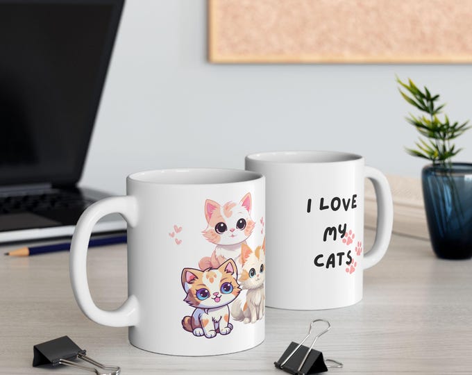 Cat Lover Mug, Adorable Kitty Coffee Cup, Cute Pet Owner Gift, Kitten Tea Mug, Animal Lover Present, Cat Lady Ceramic Mug