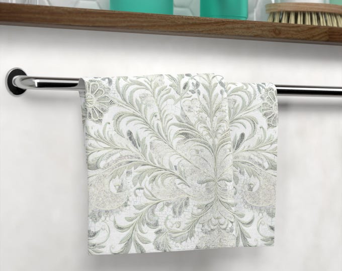 Elegant Floral Face Towel, Spa Towel, Home Decor, Gift for Her, Wedding Guest Favor, Soft Cotton Towel
