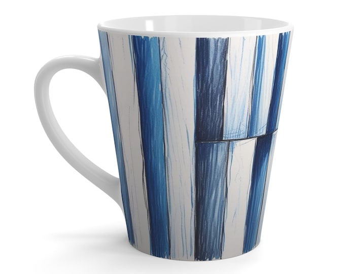 Artistic Blue Latte Mug | Unique Coffee Cup, Ceramic Mug, Perfect Gift for Art Lovers, Home Decor, Kitchen Accessories