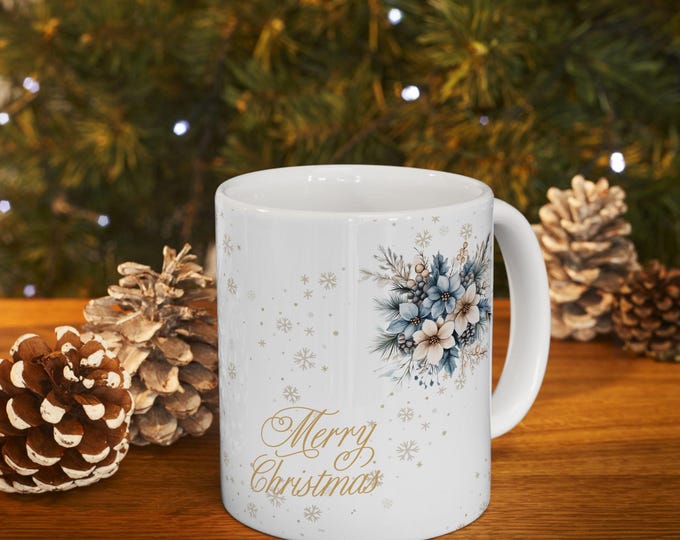 Merry Christmas Mug | Ceramic Holiday Coffee Cup 11oz