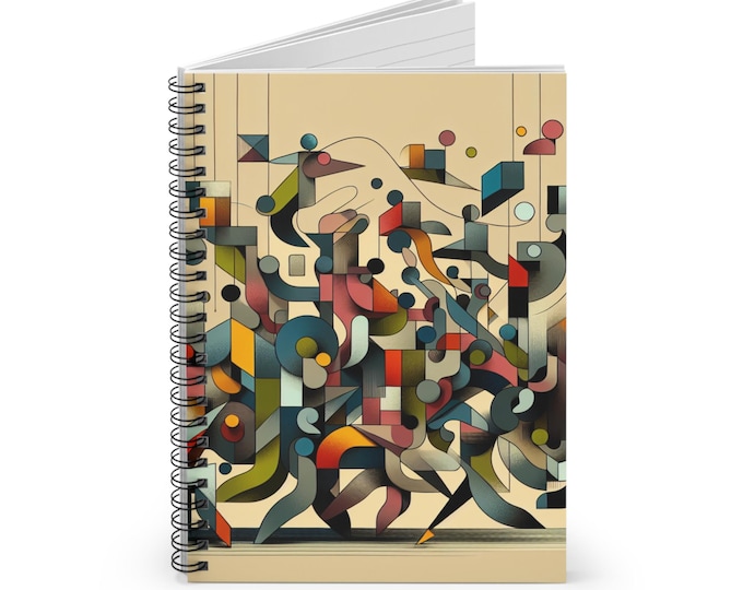 Abstract Art Spiral Notebook - Ruled Lines, Colorful Journal for Artists, Unique Gift for Creatives, Elegant School Supplies, Stylish Doodle