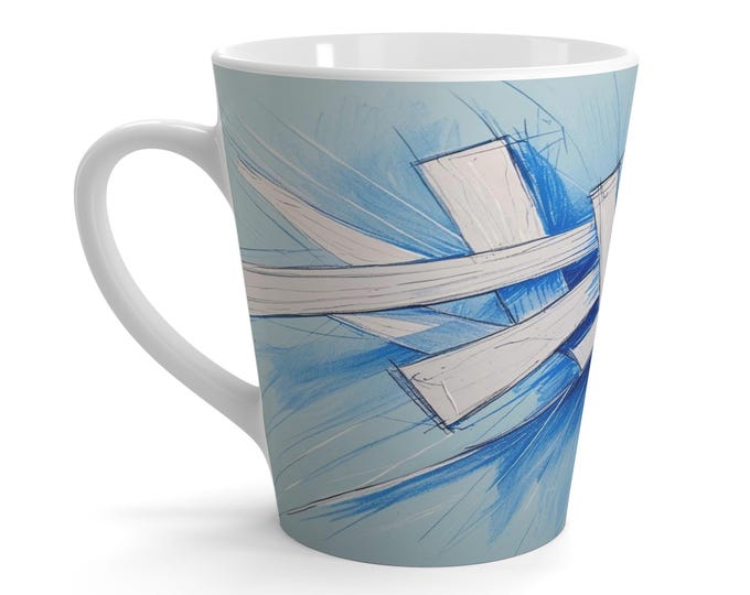 Artistic Latte Mug with Modern Design, Unique Coffee Cup, Gift for Coffee Lovers, Kitchen Decor, Artistic Drinkware