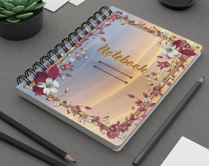Floral Spiral Journal, Elegant Notebook, Gift for Writers, School Supplies, Inspirational Journal, Planner for Creative Minds, Motivational