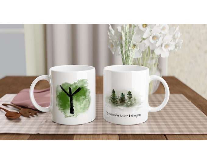 Skandinaviska Runor Ceramic Mug - Personalized Coffee Cup - Gift for Coffee Lovers