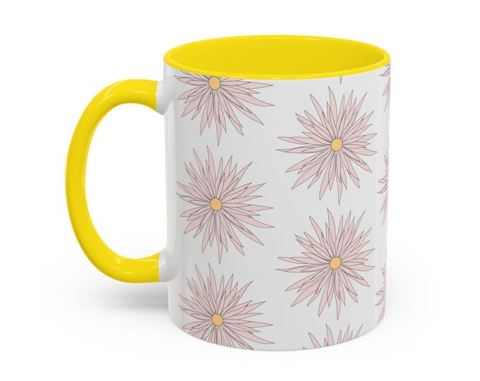 Floral Coffee Mug, Botanical Tea Cup, Flower Accent Drinkware, Nature Lover Gift, Plant Lover Mug