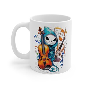Musical Skull Coffee Mug, Gothic Halloween Drinkware