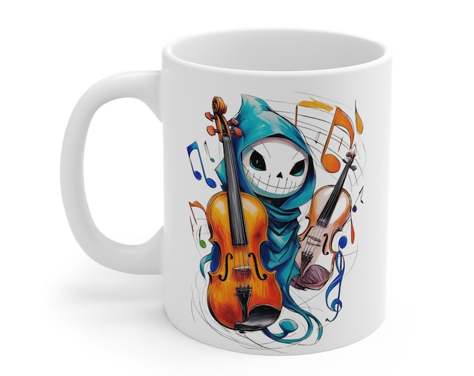 Musical Skull Coffee Mug, Gothic Halloween Drinkware