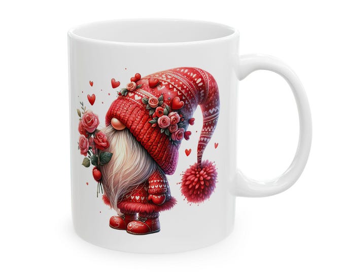 Valentine Floral Hearts Mug | Romantic Skull Rose Design Mug