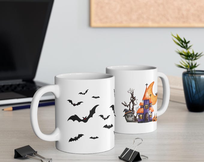 Spooky Bat Mug - Halloween Coffee Cup, Witchy Decor