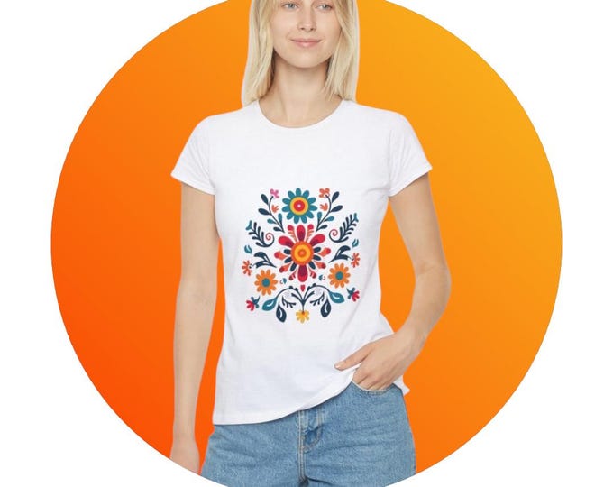 Floral T-Shirt, Women's Graphic Tee, Boho Chic Style Shirt, Flower Print Top, Feminine Clothing