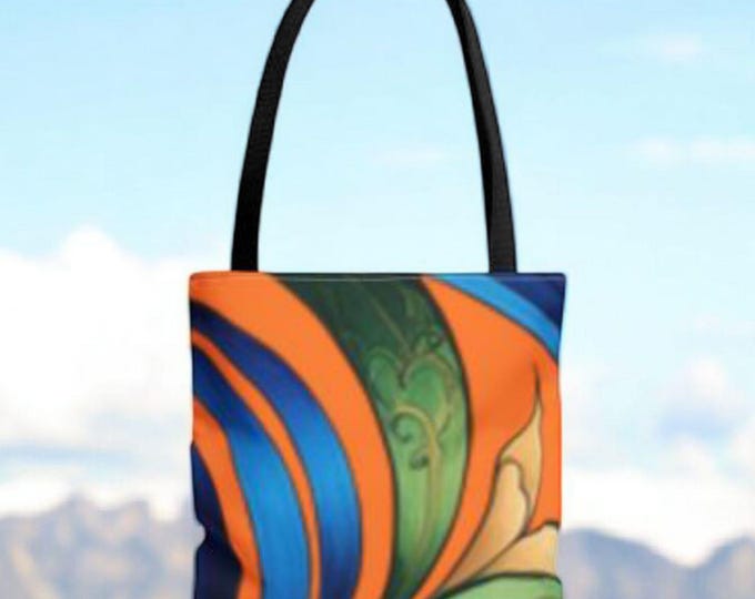 Vibrant Abstract Tote Bag, Boho Style Handbag, Beach or Grocery Bag, Colorful Shopping Tote, Perfect Gift for Art Lovers