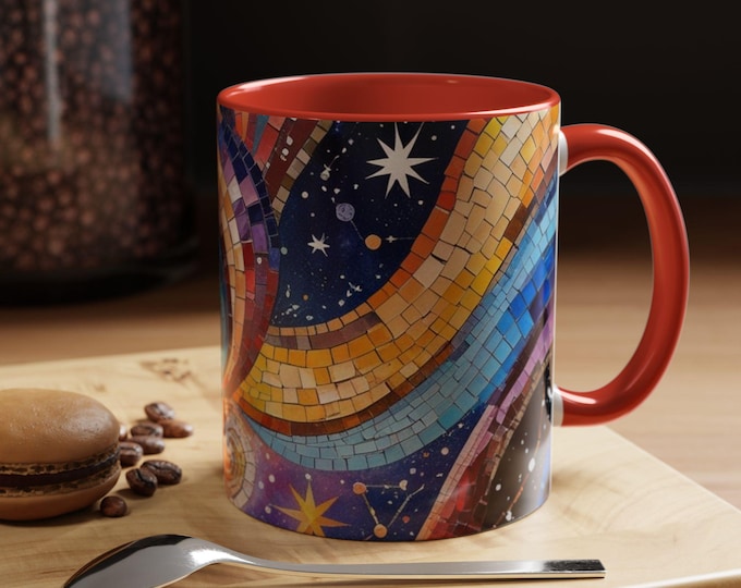 Cosmic Mosaic Coffee Mug - Colorful Ceramic Cup, Perfect Gift for Stargazers, Art Lovers, Home Decor, Unique Coffee Lover's Mug