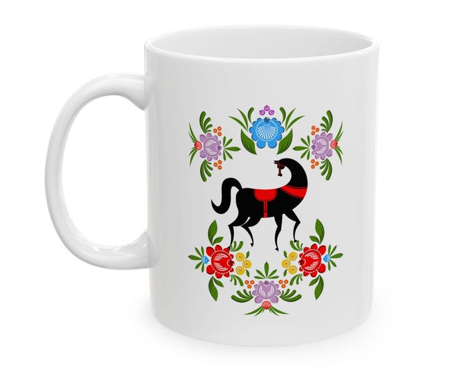 Floral Wreath Heart Mug | Ceramic Coffee Cup, 11oz