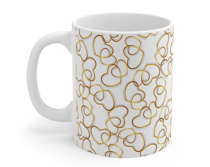 Elegant Heart Pattern Mug, Love Gift, Wedding Favor, Cozy Home Decor, Heartwarming Coffee Cup, Valentine's Day