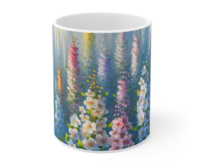 Floral Ceramic Coffee Mug, Vibrant Flower Design, Artisanal Cup for Garden Lovers, Gift for Mother's Day, Spring Decor, Tea Lover's Mug