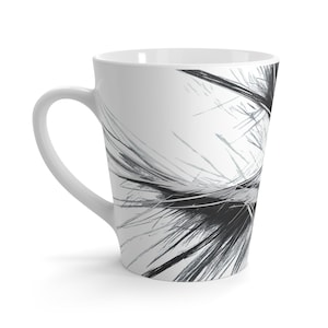 Stylish Black and White Latte Mug, Artistic Coffee Cup, Modern Design Mug, Unique Gift for Coffee Lovers, Minimalist Home Decor