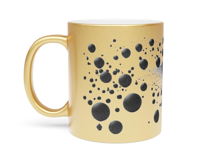 Abstract Metallic Mug - Silver & Gold, Metallic Coffee Cup, Modern Tea Mug, Kitchen Drinkware, Shiny Beverage Cup