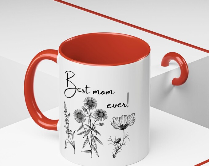 Floral Accent Coffee Mug, Vintage Botanical Mug, Floral Drinkware, Gift for Plant Lovers, Gardening Enthusiast Coffee Cup