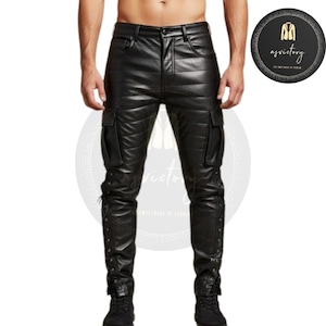 Handmade Black Leather Pants: Lace-Up Gothic Moto Style