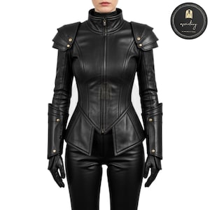 Women’s Black Leather Armor Set – Handmade Warrior Cosplay Outfit