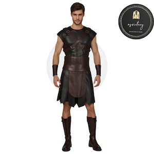 Handmade Roman Gladiator Leather Kilt Costume – Bold Custom Gladiator Leather Armor - LARP & Renaissance Fair Ready - Ancient Leather Suit
