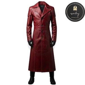 Red Leather Trench Coat: Handcrafted Steampunk Style