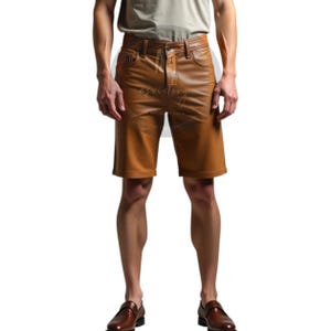 Brown Leather Shorts for Men&#39;s – Stylish & Comfortable, Handcrafted Leather Shorts, High-Waist Summer Shorts, Custom Leather Shorts
