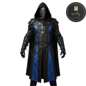 Medieval Genuine Leather Armor Coat & Cosplay hooded Cloak/Cape-Handmade Warrior Costume Fantasy Hooded Outfit–Gothic Custom  Leather Armor