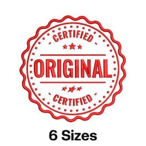 Puede incluir: Parche bordado rojo con fondo blanco y el texto "CERTIFIED - ORIGINAL - CERTIFIED" con tres estrellas arriba y abajo de la palabra "ORIGINAL".