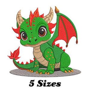 Puede incluir: Dragón de dibujos animados verde y rojo con ojos grandes y una cola roja y verde. El dragón está sentado en una roca gris.