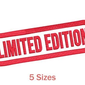 Puede incluir: Parche bordado rojo con texto blanco que dice "EDICIÓN LIMITADA".